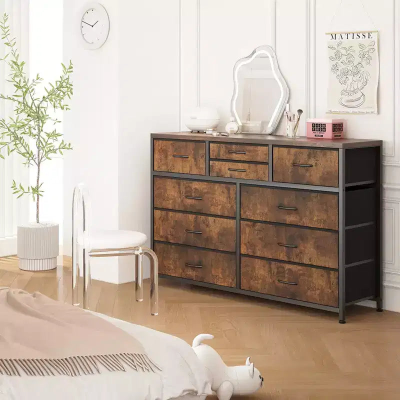 Meuble TV à 10 tiroirs pour téléviseurs de 55" – Commode de rangement polyvalente pour chambre, salon et entrée