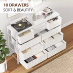 Meuble TV à 10 tiroirs pour téléviseurs de 55" – Commode de rangement polyvalente pour chambre, salon et entrée