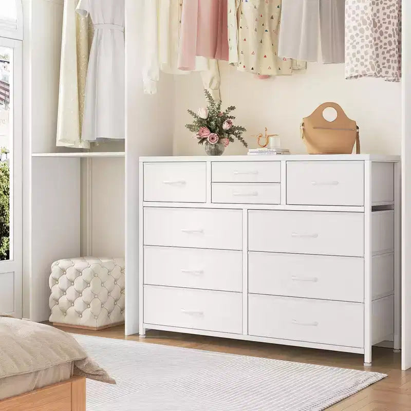 Meuble TV à 10 tiroirs pour téléviseurs de 55" – Commode de rangement polyvalente pour chambre, salon et entrée