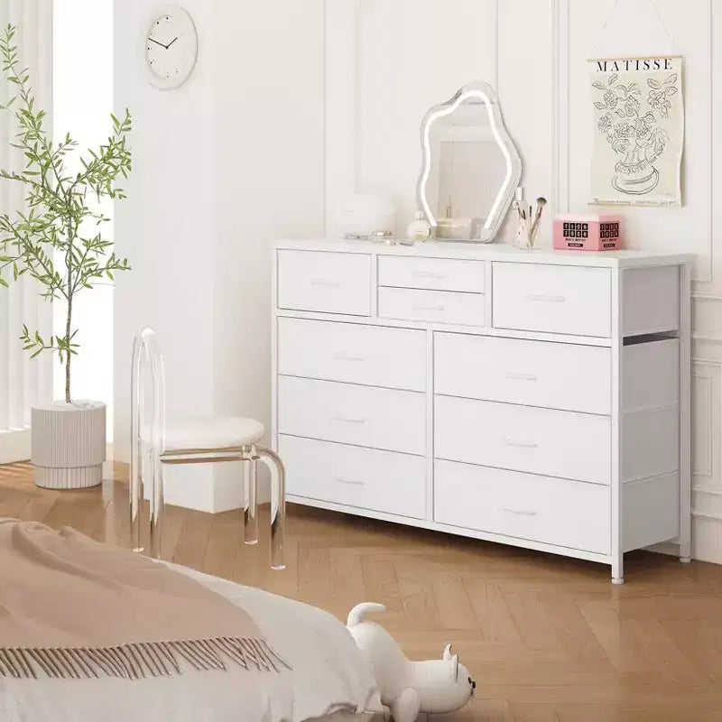 Meuble TV à 10 tiroirs pour téléviseurs de 55" – Commode de rangement polyvalente pour chambre, salon et entrée