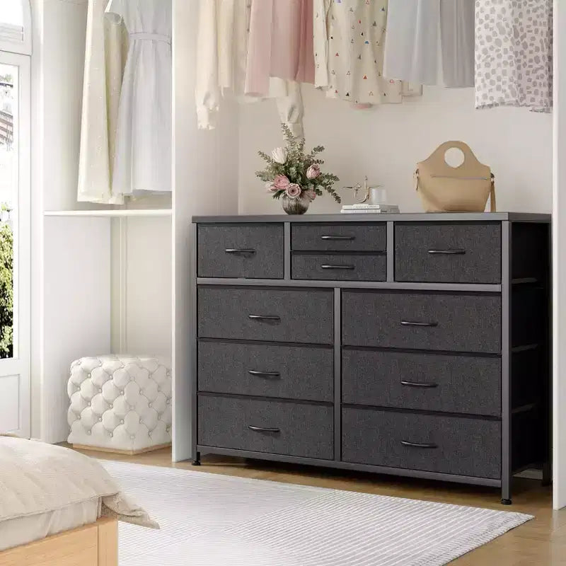 Meuble TV à 10 tiroirs pour téléviseurs de 55" – Commode de rangement polyvalente pour chambre, salon et entrée