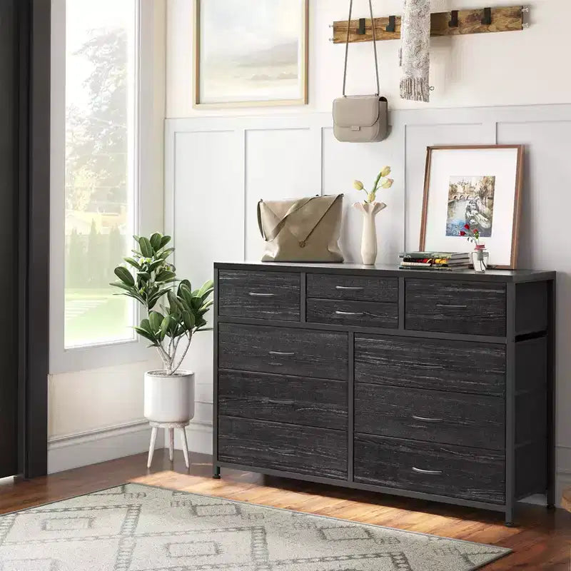 Meuble TV à 10 tiroirs pour téléviseurs de 55" – Commode de rangement polyvalente pour chambre, salon et entrée