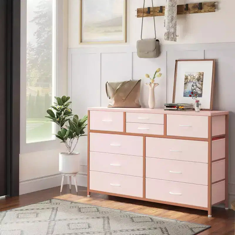 Meuble TV à 10 tiroirs pour téléviseurs de 55" – Commode de rangement polyvalente pour chambre, salon et entrée