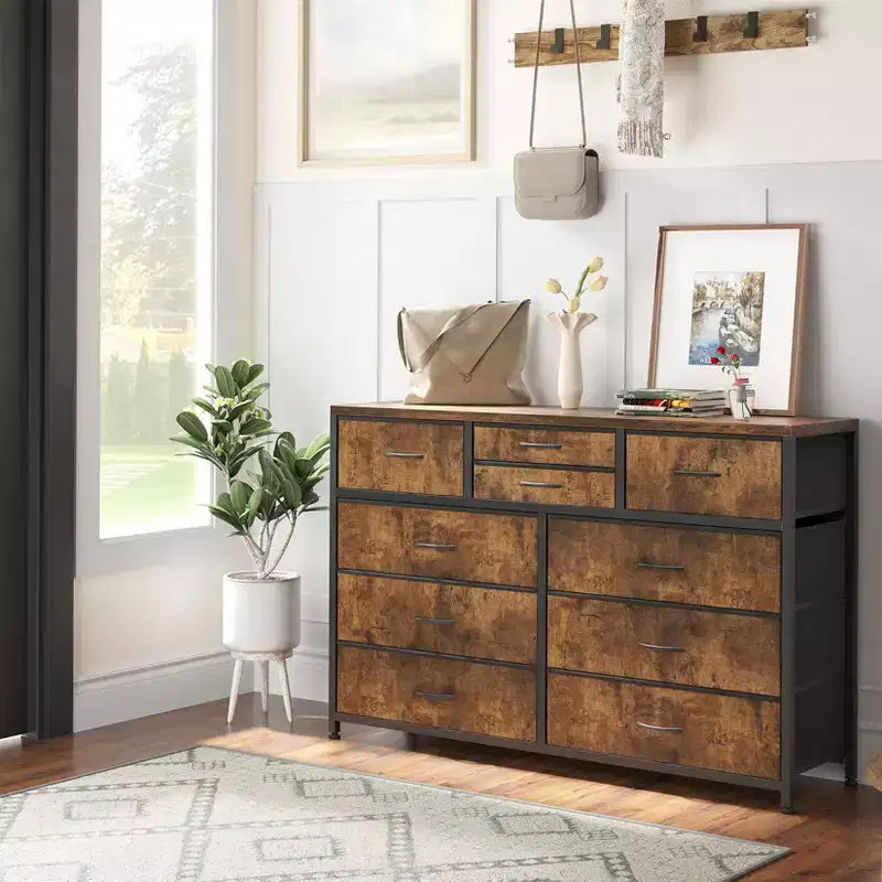 Meuble TV à 10 tiroirs pour téléviseurs de 55" – Commode de rangement polyvalente pour chambre, salon et entrée