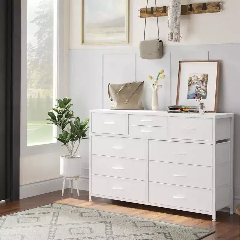 Meuble TV à 10 tiroirs pour téléviseurs de 55" – Commode de rangement polyvalente pour chambre, salon et entrée