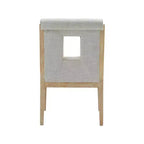 Fauteuil de salle à manger en lin texturé crème – Moderne milieu de siècle, structure en bois massif, finition chêne naturel
