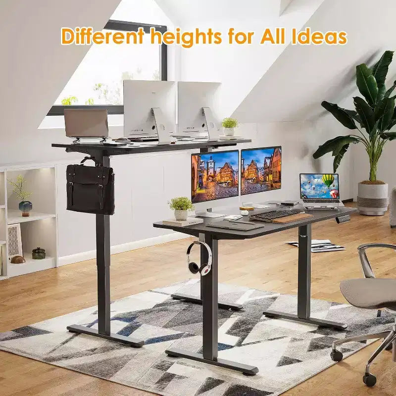 Bureau debout à hauteur réglable électrique 48" x 24" – Noir, 4 réglages de mémoire, capacité de 80 kg