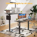 Bureau debout à hauteur réglable électrique 48" x 24" – Noir, 4 réglages de mémoire, capacité de 80 kg