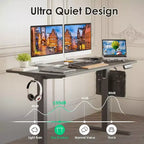 Bureau debout à hauteur réglable électrique 48" x 24" – Noir, 4 réglages de mémoire, capacité de 80 kg