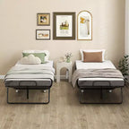Lit d'appoint pliant avec matelas, cadre en acier et roulettes – Capacité de 150 kg, blanc