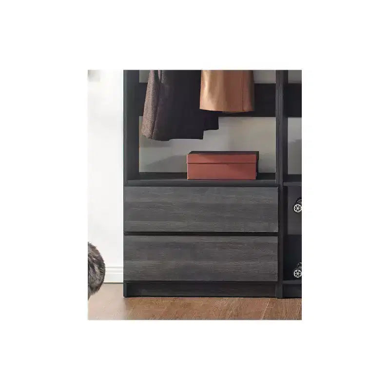 Système de dressing autoportant – Bois composite modulaire, finition grise, 94,2" L × 83" H