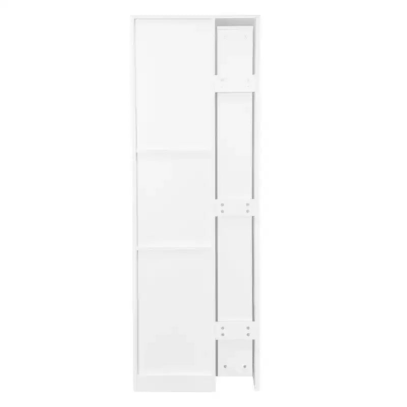 Armoire haute multifonctionnelle de 180 cm avec étagères coulissantes, rangement à vin et porte vitrée – Style ferme