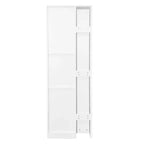 Armoire haute multifonctionnelle de 180 cm avec étagères coulissantes, rangement à vin et porte vitrée – Style ferme