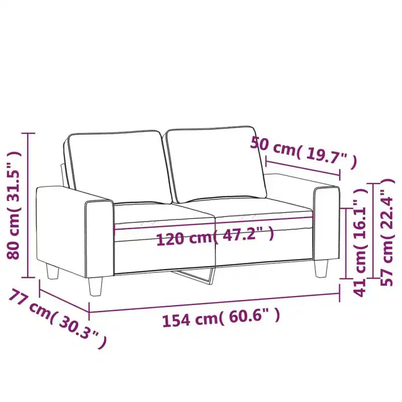 Canapé 2 places – Microfibre gris clair, coussins moelleux, design moderne, 154 cm L