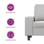 Canapé 2 places – Microfibre gris clair, coussins moelleux, design moderne, 154 cm L