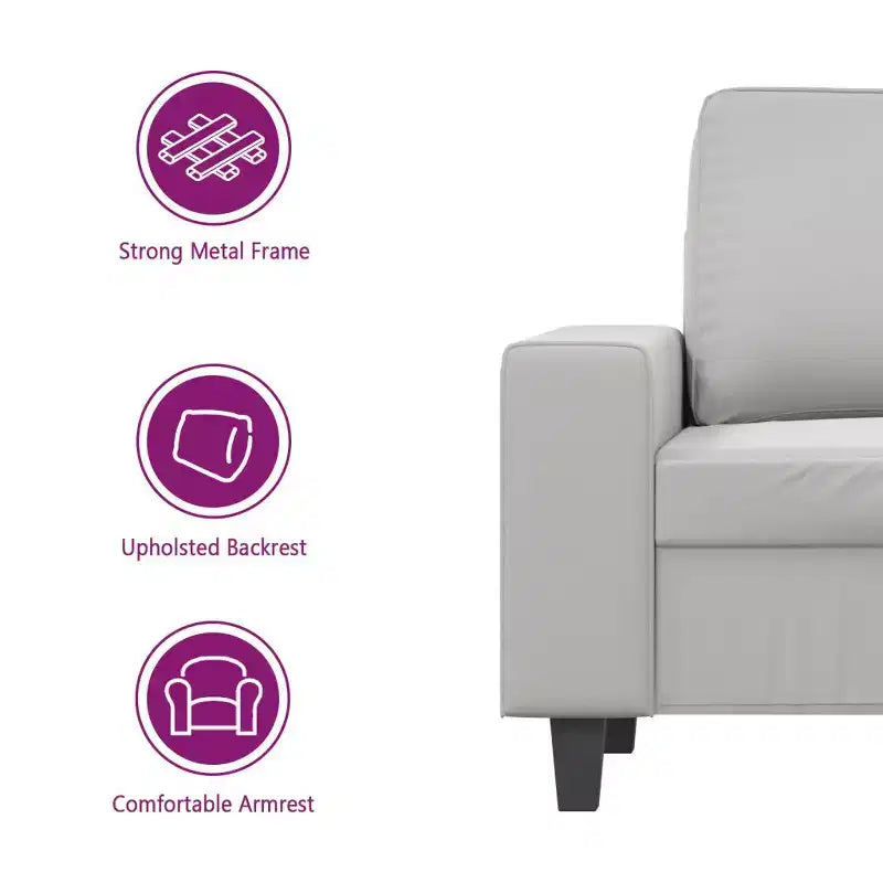 Canapé 2 places – Microfibre gris clair, coussins moelleux, design moderne, 154 cm L