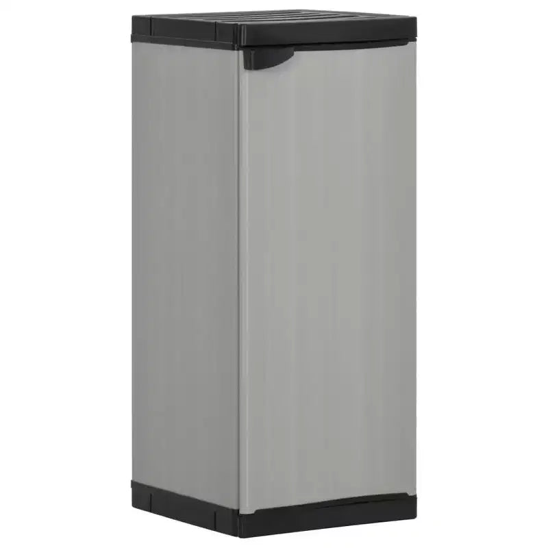 Armoire de rangement compacte d'extérieur – PVC et PP, 1 étagère, verrouillable, gris et noir, 35 cm l × 85 cm H