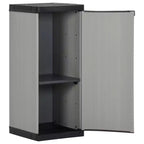 Armoire de rangement compacte d'extérieur – PVC et PP, 1 étagère, verrouillable, gris et noir, 35 cm l × 85 cm H