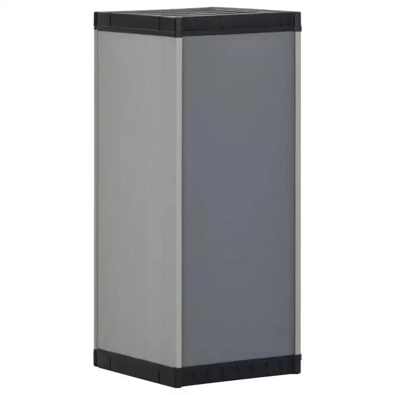 Armoire de rangement compacte d'extérieur – PVC et PP, 1 étagère, verrouillable, gris et noir, 35 cm l × 85 cm H