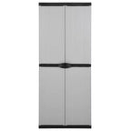 Grande armoire de rangement extérieure – 3 étagères ajustables, verrouillable, PVC et PP, Gris et Noir, 168 cm H