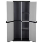 Grande armoire de rangement extérieure – 3 étagères ajustables, verrouillable, PVC et PP, Gris et Noir, 168 cm H