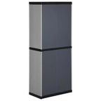 Grande armoire de rangement extérieure – 3 étagères ajustables, verrouillable, PVC et PP, Gris et Noir, 168 cm H