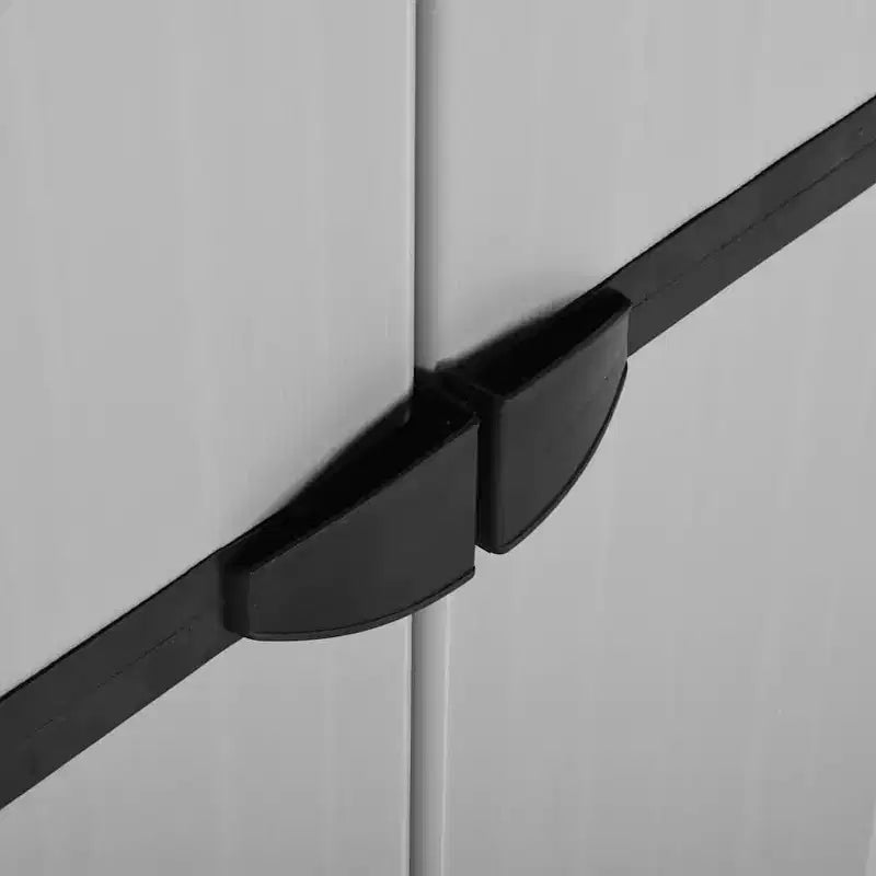 Grande armoire de rangement extérieure – 3 étagères ajustables, verrouillable, PVC et PP, Gris et Noir, 168 cm H