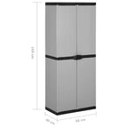 Grande armoire de rangement extérieure – 3 étagères ajustables, verrouillable, PVC et PP, Gris et Noir, 168 cm H