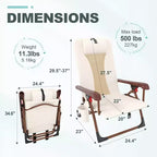 Chaise de plage sac à dos portable – Chaise longue pliante avec porte-gobelet et pochettes de rangement, capacité de 150 kg