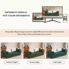 Canapé-lit convertible 80" – Canapé 3 places en chenille, lit King Size, 2 oreillers, vert