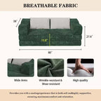 Canapé-lit convertible 80" – Canapé 3 places en chenille, lit King Size, 2 oreillers, vert