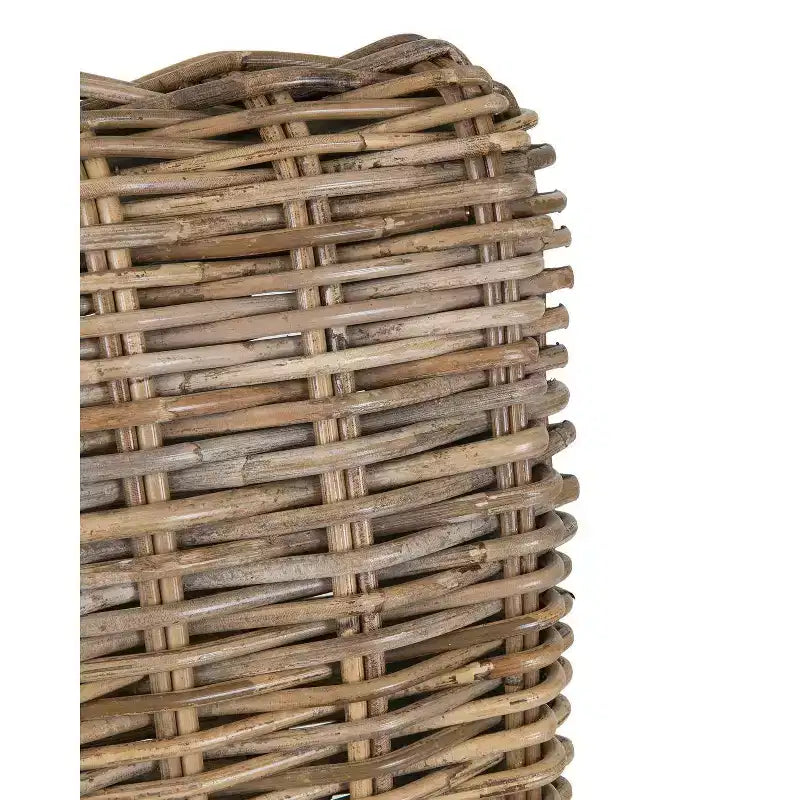 Tabouret de bar 61 cm en rotin – Marron, tressé à la main, pieds en teck, aucun assemblage requis
