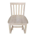 Tabouret de bar à hauteur de comptoir 24" avec dossier à lattes – Parawood massif non fini, assise carrée, capacité de 102 kg