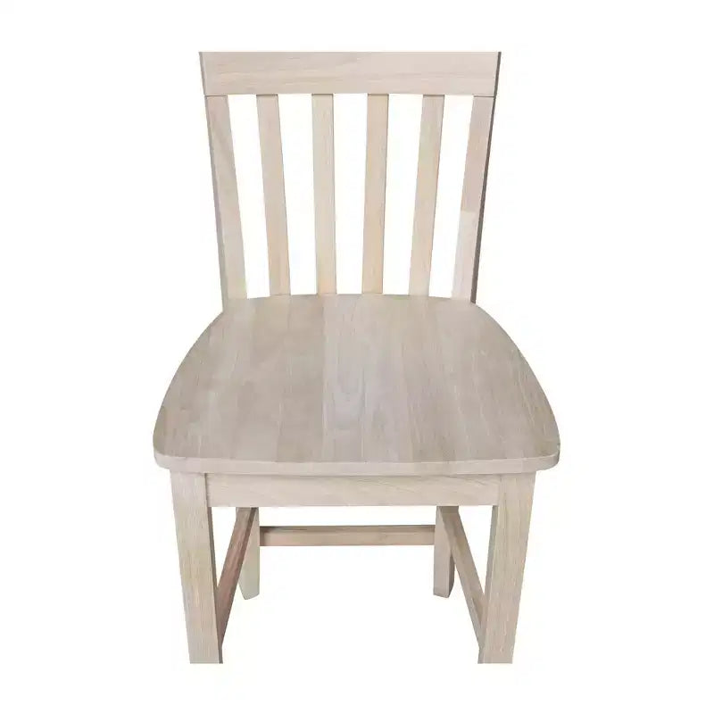 Tabouret de bar à hauteur de comptoir 24" avec dossier à lattes – Parawood massif non fini, assise carrée, capacité de 102 kg