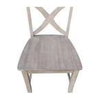 Tabouret de bar à hauteur de comptoir X-Back 24" – Bois de parawood massif lavé gris/taupe, capacité de 102 kg