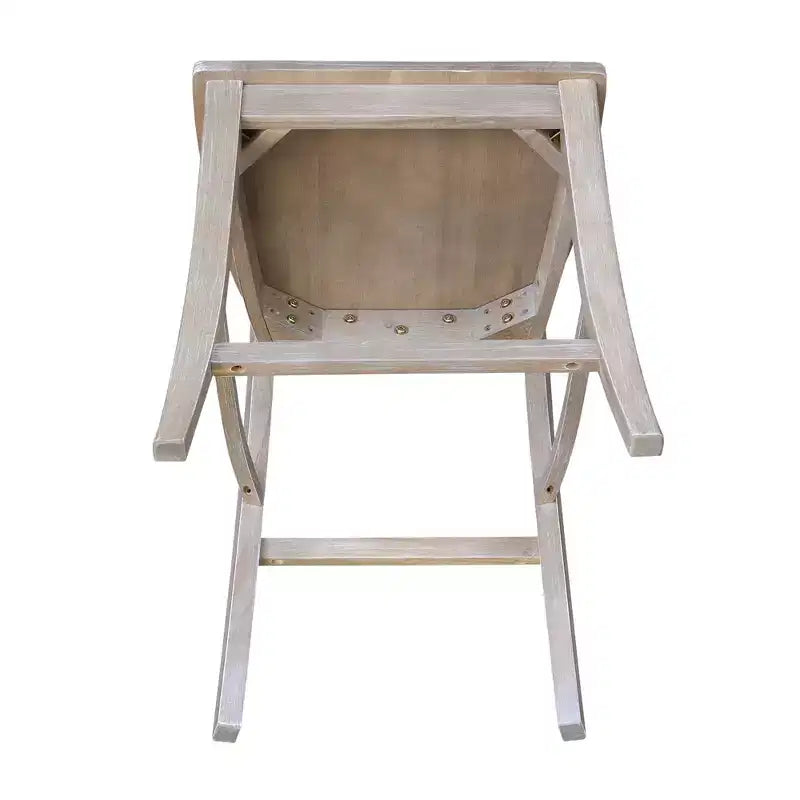Tabouret de bar à hauteur de comptoir X-Back 24" – Bois de parawood massif lavé gris/taupe, capacité de 102 kg