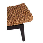 Banc d'entrée en rotin avec cadre en teck massif – Marron, 99 cm L, capacité de 113 kg