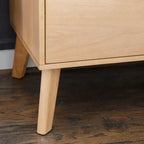 Table de chevet à 2 tiroirs – Fini bois naturel, MDF et bois d'hévéa, 25,25 po L × 26,5 po H