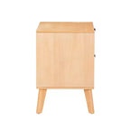 Table de chevet à 2 tiroirs – Fini bois naturel, MDF et bois d'hévéa, 25,25 po L × 26,5 po H