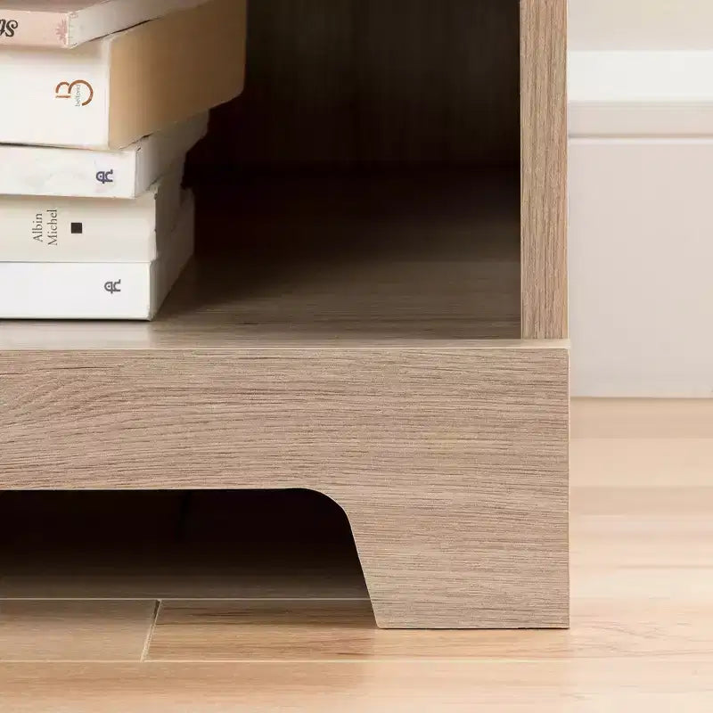 Table de chevet Primo 1 tiroir en chêne rustique - Poignée en métal, Rangement à étagère ouverte