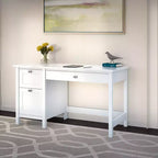Bureau d'ordinateur avec tiroirs – Blanc pur, Moderne du milieu du siècle, MDF, 54" L
