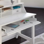 Bureau d'ordinateur avec tiroirs – Blanc pur, Moderne du milieu du siècle, MDF, 54" L