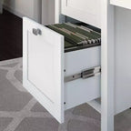 Bureau d'ordinateur avec tiroirs – Blanc pur, Moderne du milieu du siècle, MDF, 54" L