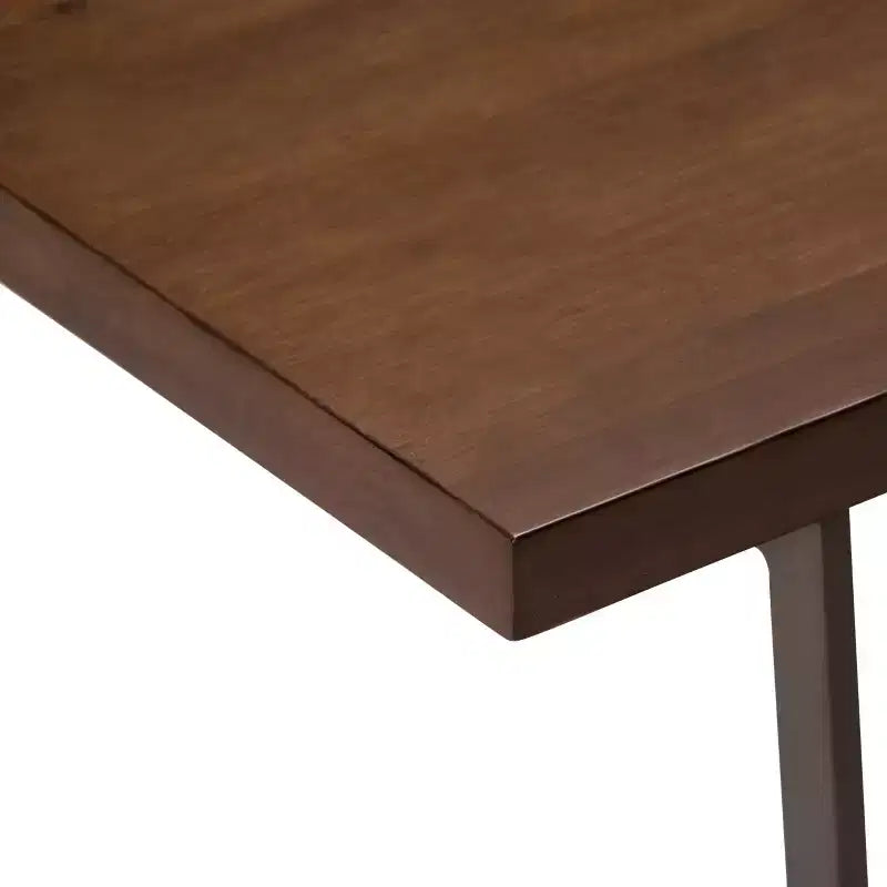 Bureau en bois massif de 168 cm avec plateau coulissant pour clavier et piètement en métal – Marron vieilli naturel, style industriel