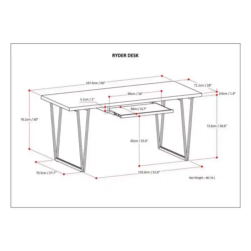 Bureau en bois massif de 168 cm avec plateau coulissant pour clavier et piètement en métal – Marron vieilli naturel, style industriel