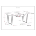 Bureau en bois massif de 168 cm avec plateau coulissant pour clavier et piètement en métal – Marron vieilli naturel, style industriel