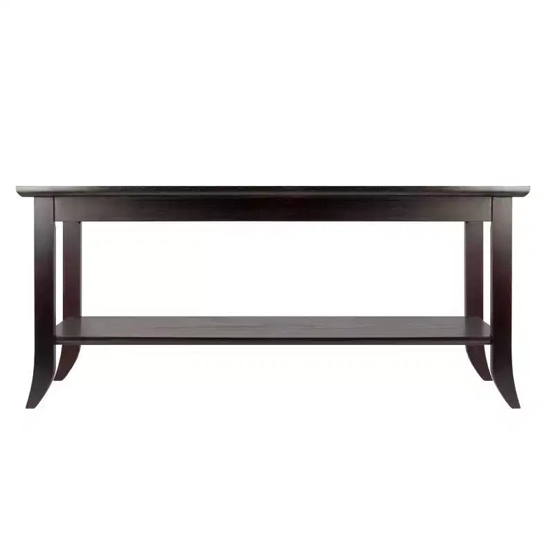 Table basse à plateau en verre avec étagère inférieure – Structure en bois expresso, 101,6 cm de large, style contemporain
