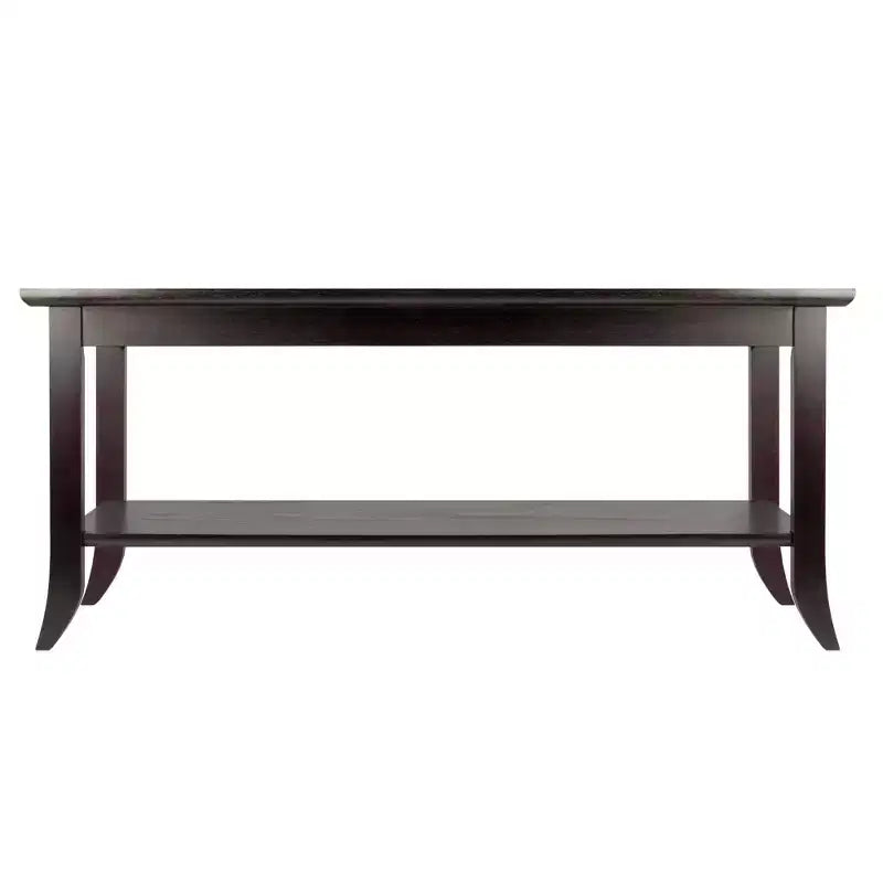 Table basse à plateau en verre avec étagère inférieure – Structure en bois expresso, 101,6 cm de large, style contemporain