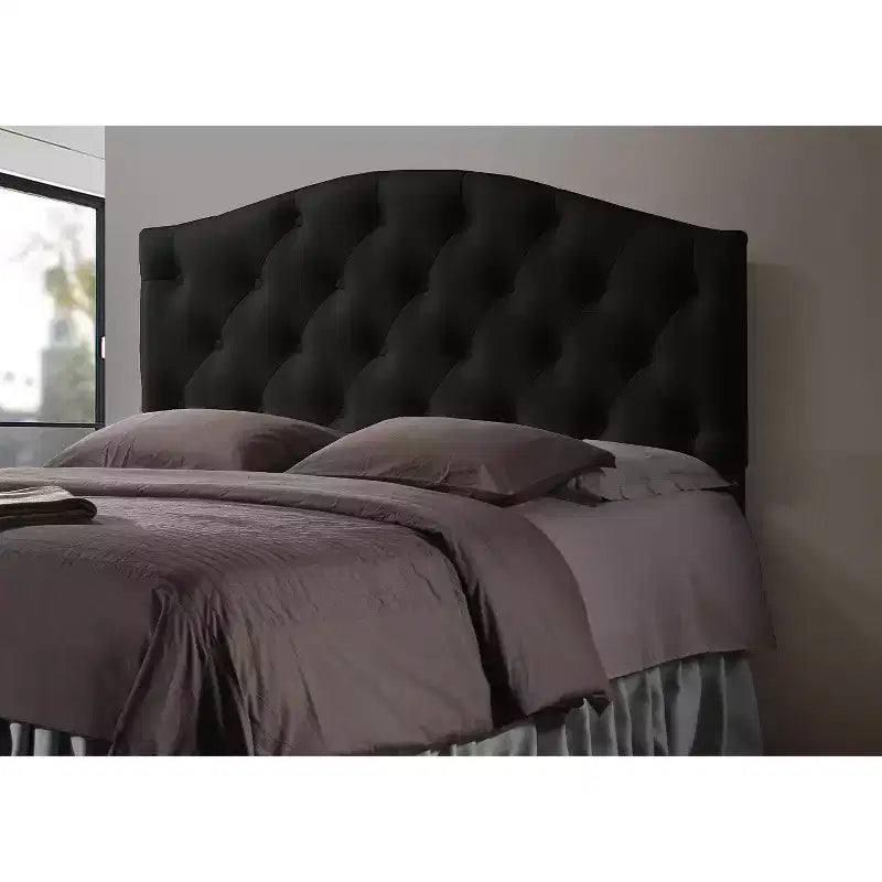 Tête de lit festonnée capitonnée en similicuir – Style moderne contemporain, pieds réglables, 55,58 po L