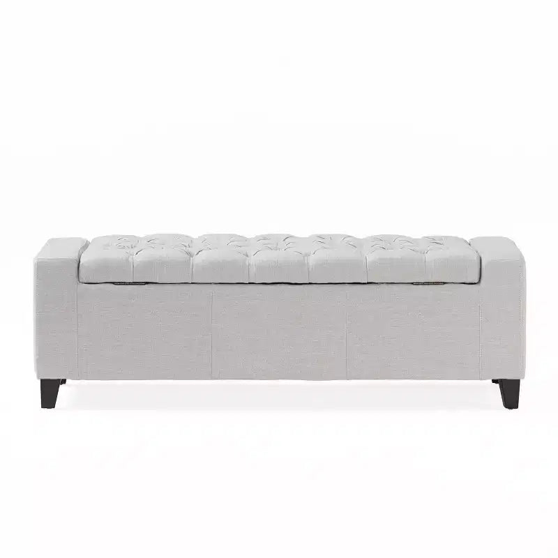 Banc de rangement capitonné – Pieds en bouleau marron foncé, 50 po l, capacité de 113 kg